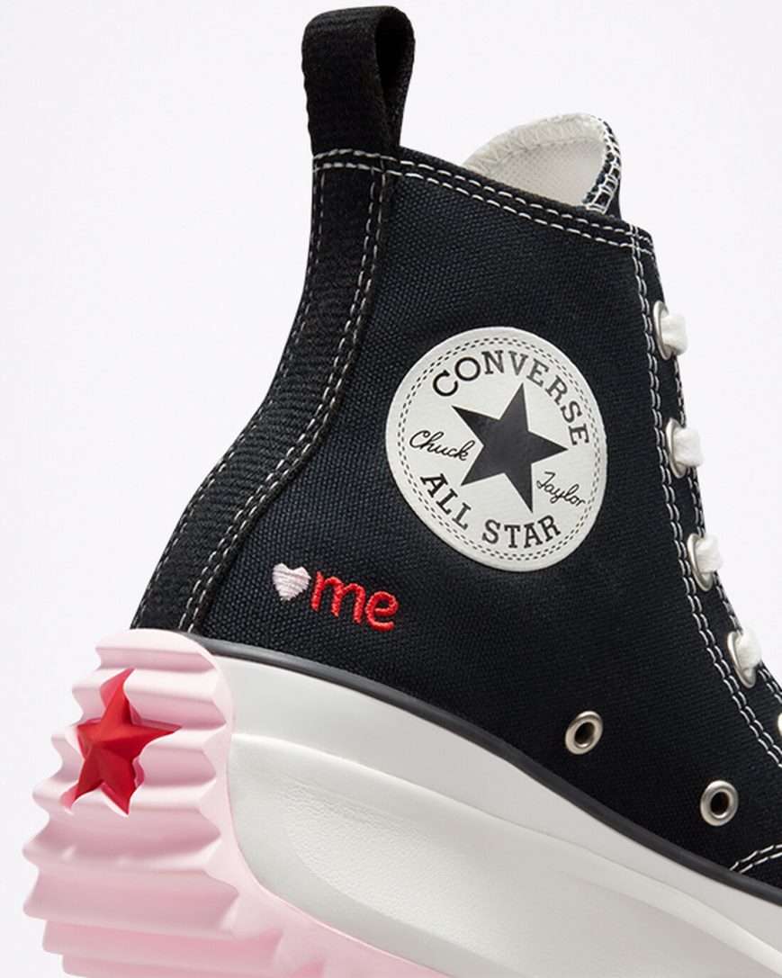 Topanky Na Platforme Converse Run Star Hike Embroidered Hearts Vysoke Damske Čierne Červené | SK IANKG0